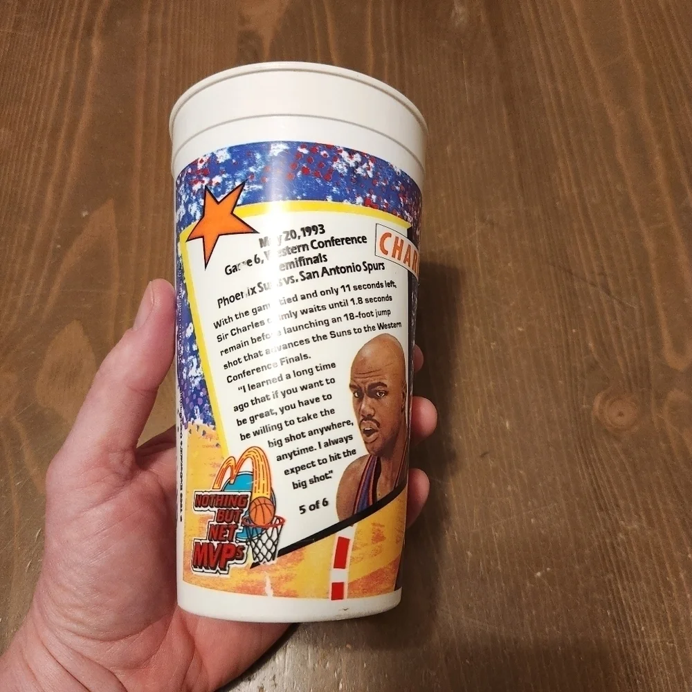 Vtg 1994 McDonalds Nothing But Net MVP's Charles Barkley, Phoenix Suns Cup NICE